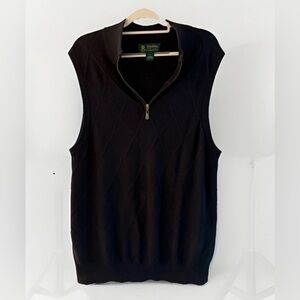 Brooks Brothers St. Andrews Links 1/4 Zip Sweater Vest Silk Cotton Blue Men's L